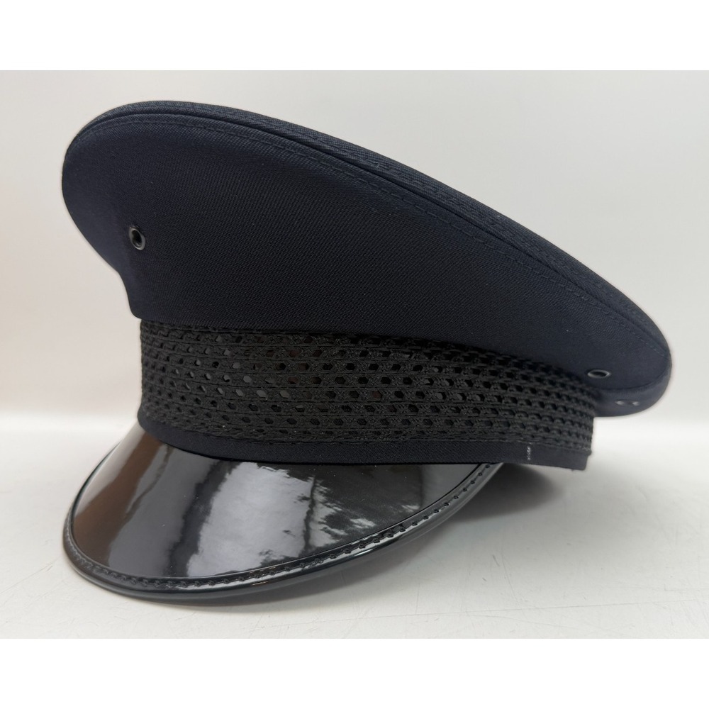 Midway Cap Co 5-Star Police Officer Visor Hat Navy Blue Black Mesh Band | Medium